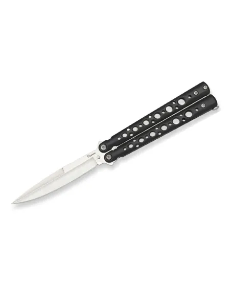 NAVAJA MARIPOSA ALBAINOX NEGRO/HOJA PLATA 02213