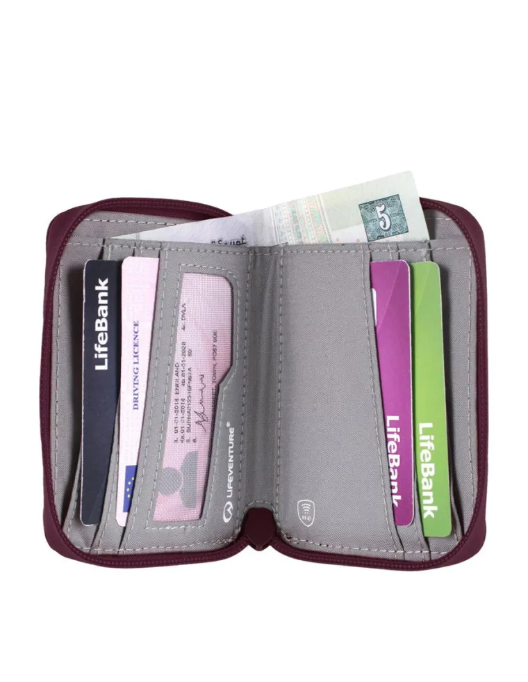 CARTERA CON MONEDERO LIFEVENTURE RFID CIRUELA