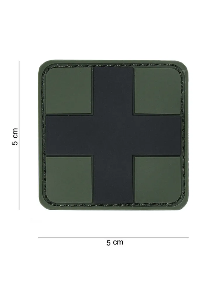 PARCHE PVC NEGRO CRUZ ROJA