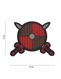 PARCHE PVC VIKING SHIELD+ESPADAS ROJO/MARRON