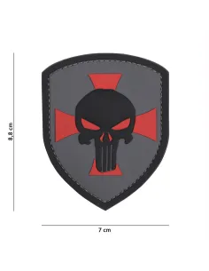PARCHE PVC SHIELD PUNISHER CRUZ GRIS