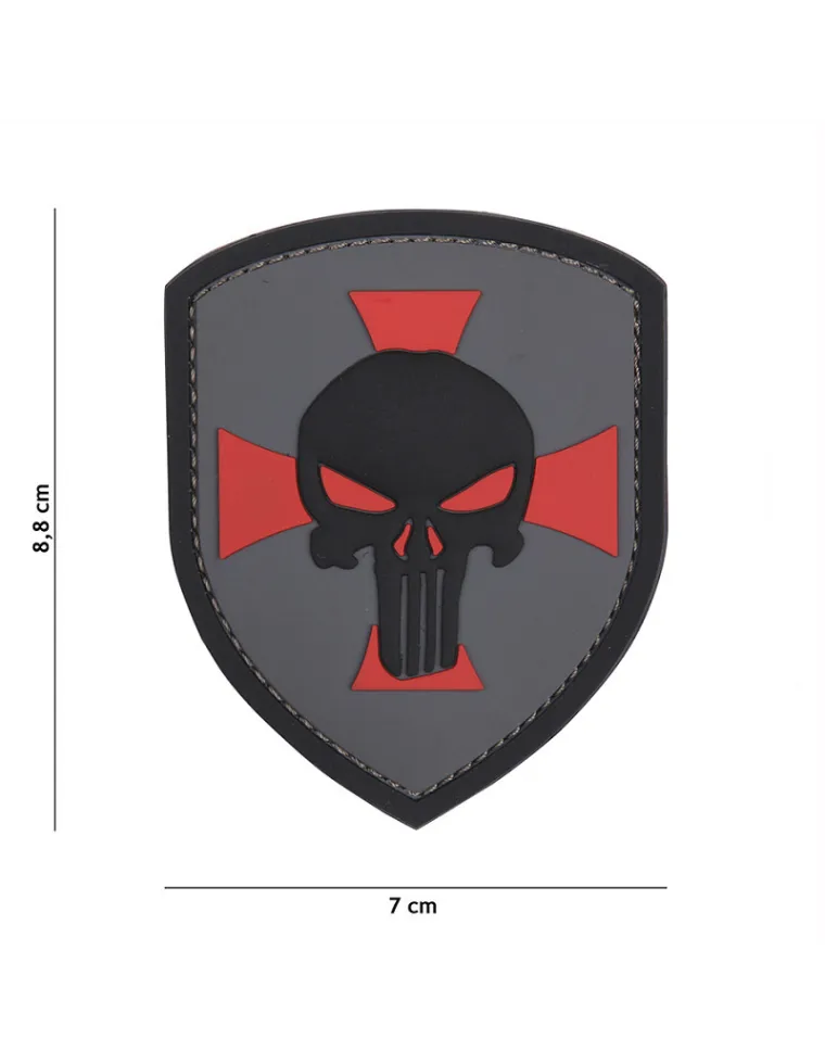 PARCHE PVC SHIELD PUNISHER CRUZ GRIS