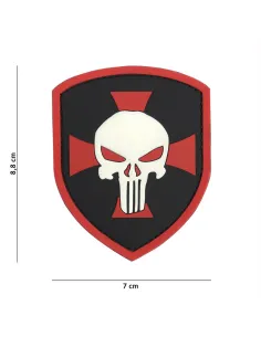 PARCHE PVC SHIELD PUNISHER CROSS ROJO
