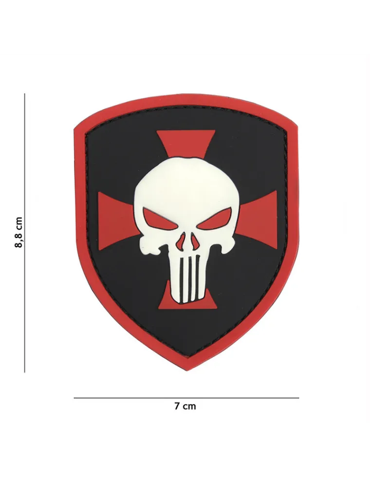 PARCHE PVC SHIELD PUNISHER CROSS ROJO