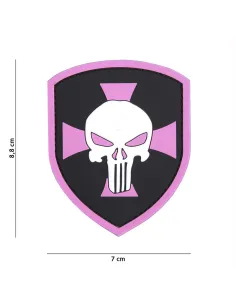 PARCHE PVC SHIELD PUNISHER CRUZ ROSA