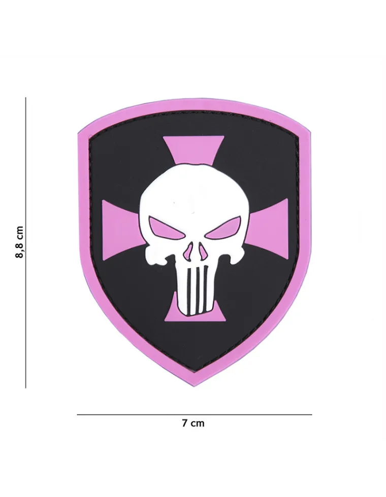 PARCHE PVC SHIELD PUNISHER CRUZ ROSA