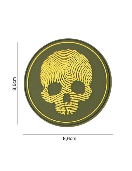 PARCHE PVC HUELLA DACTILAR CALAVERA AMARILLO
