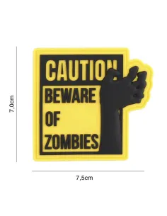 PARCHE PVC CAUTION ZOMBIES AMARILLO