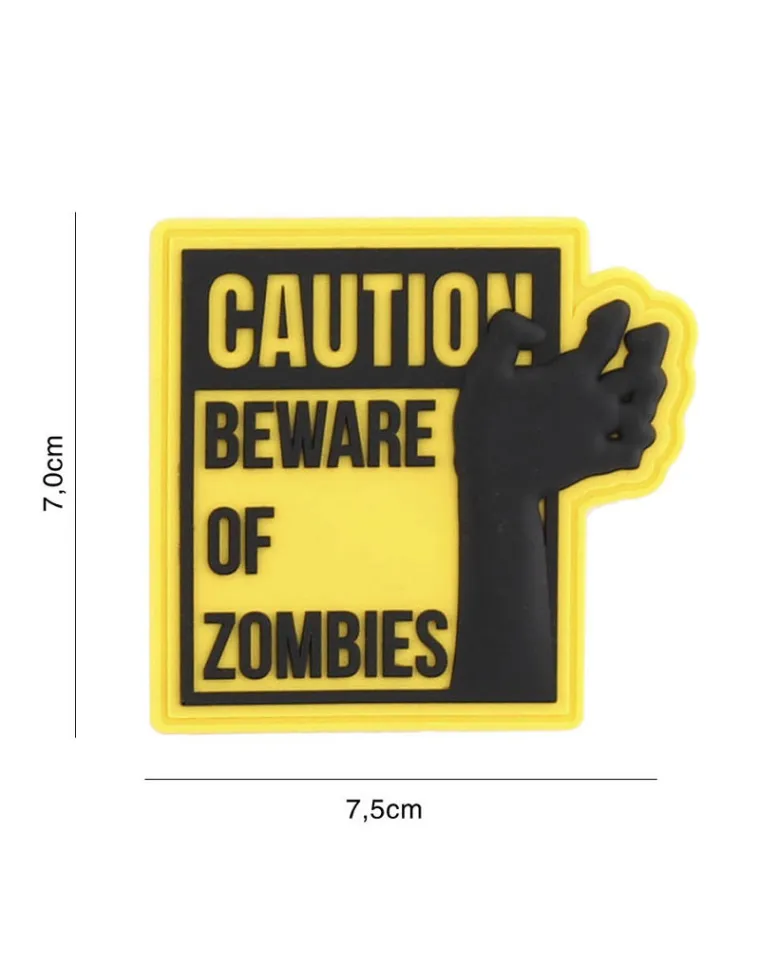 PARCHE PVC CAUTION ZOMBIES AMARILLO