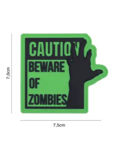 PARCHE PVC CAUTION ZOMBIES VERDE