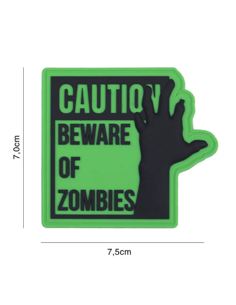 PARCHE PVC CAUTION ZOMBIES VERDE
