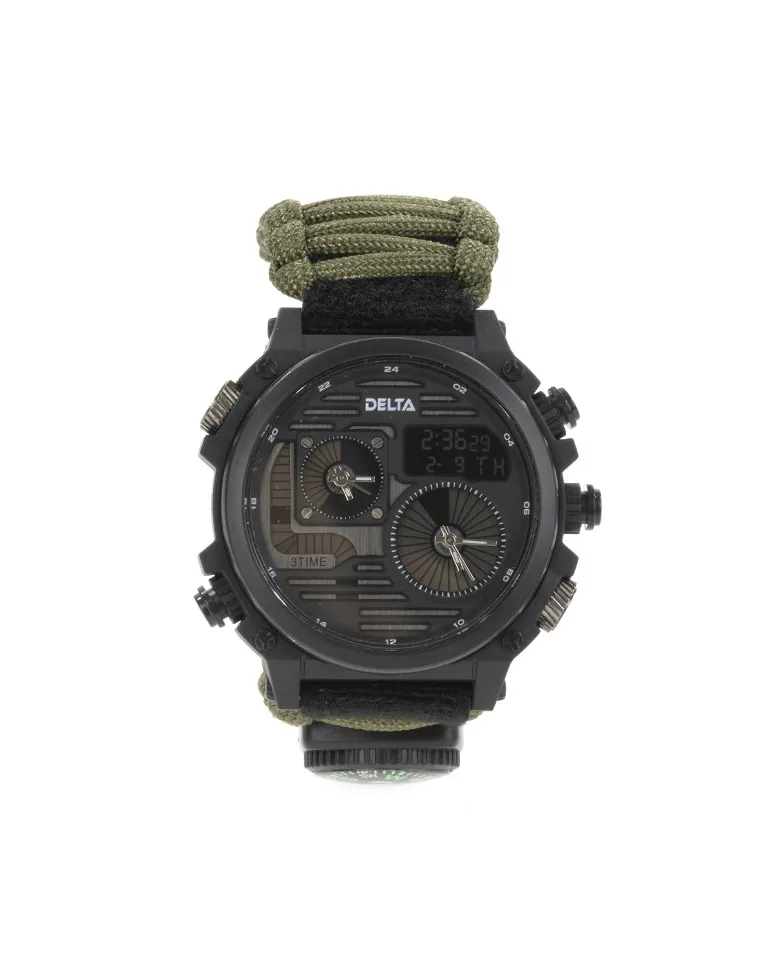 RELOJ TACTICO ARMY NYLON VERDE  DELTA TACTICS