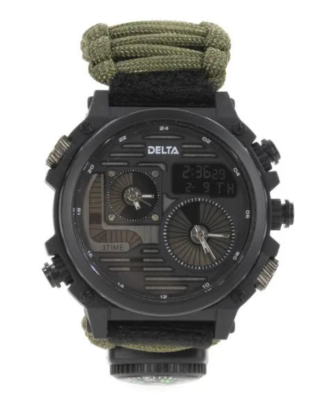 RELOJ TACTICO ARMY NYLON VERDE  DELTA TACTICS
