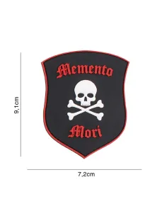 PARCHE PVC ESCUDO MEMENTO MORI CALAVERA ROJO NEGRO