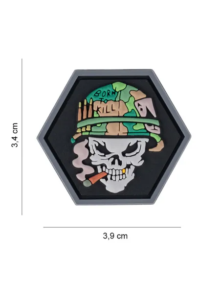 PARCHE PVC HEXAGON SKULL VIETNAM 8058