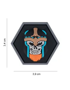 PARCHE PVC HEXAGON SKULL VIKING 8059
