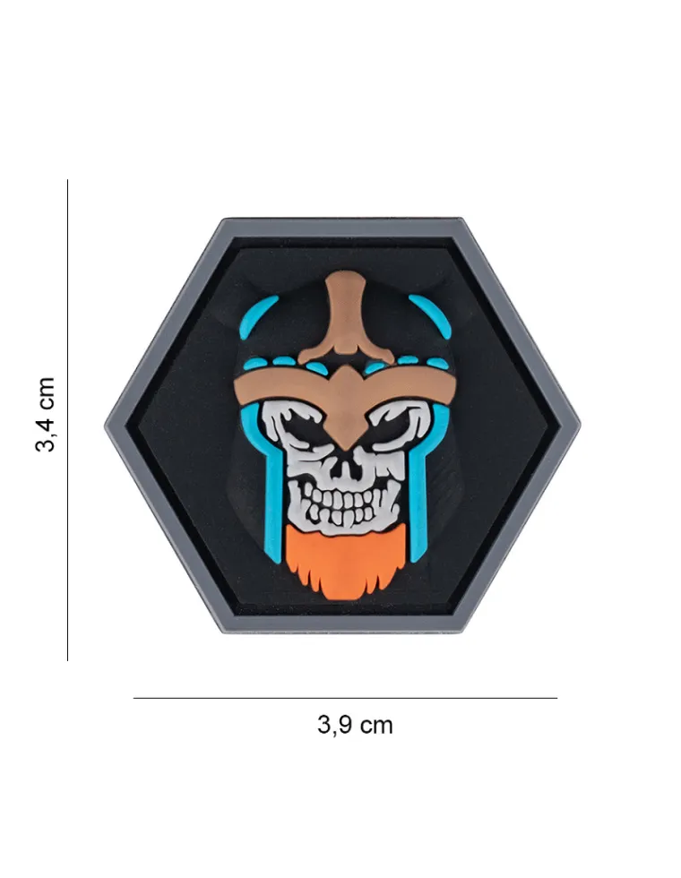 PARCHE PVC HEXAGON SKULL VIKING 8059