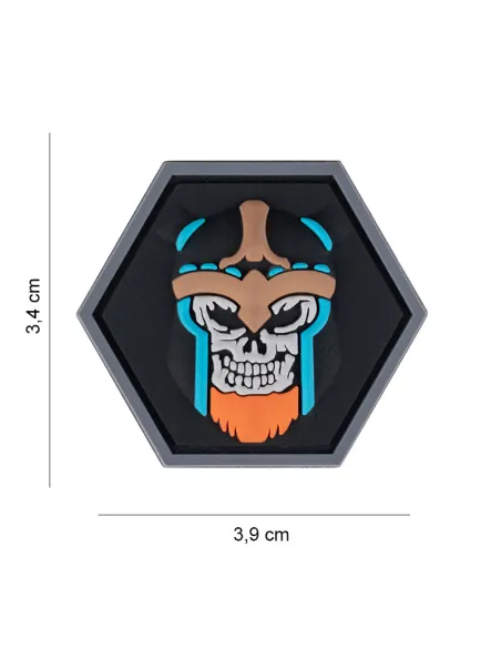 PARCHE PVC HEXAGON SKULL VIKING 8059