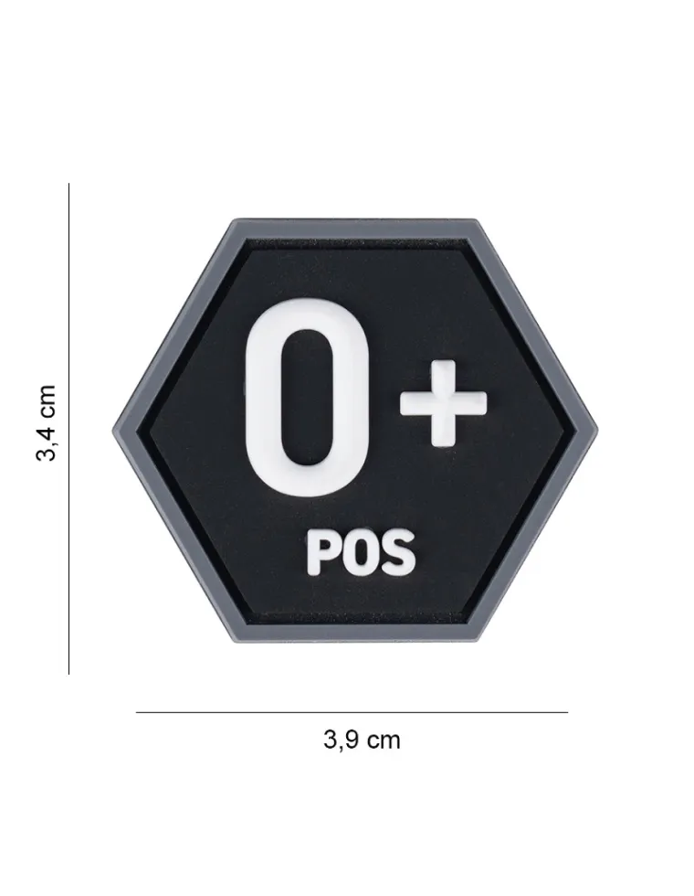 PARCHE PVC HEXAGON GRUPO SANGUINEO O POS 8063