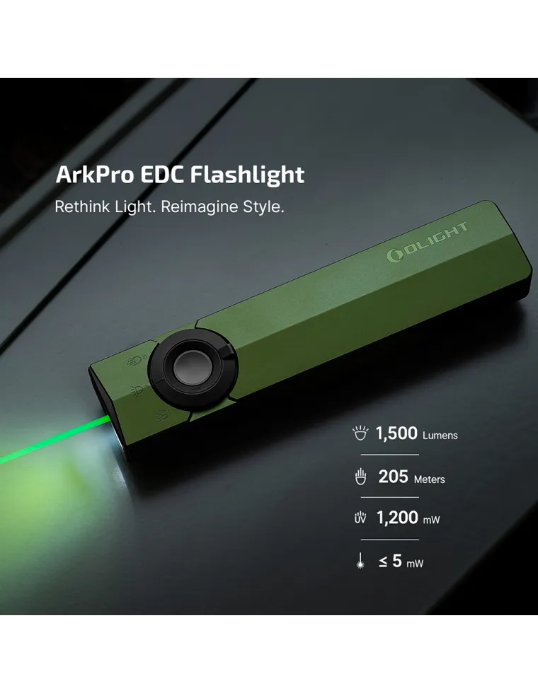 LINTERNA OLIGHT ARKPRO VERDE CON LASER