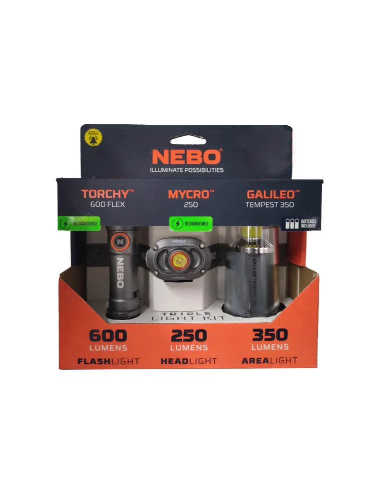 TRIPLE PACK NEBO Mycro250+Galileo350+Torchy 600 Flex
