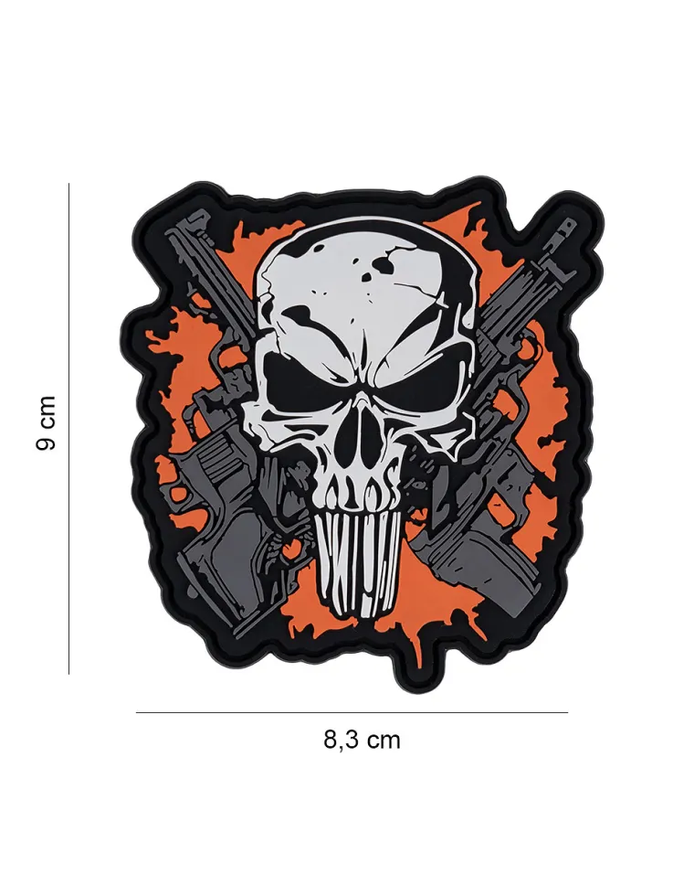 PARCHE PVC PUNISH SKULL CROSSED GUNS 6119
