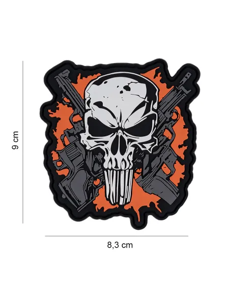 PARCHE PVC PUNISH SKULL CROSSED GUNS 6119
