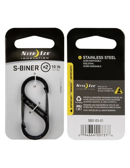 MOSQUETON METAL S-BINER 2 NEGRO 4,5kg