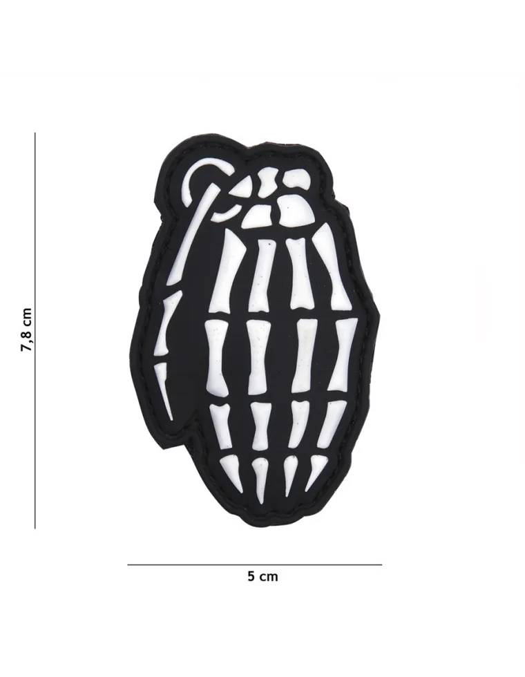 PARCHE PVC SKULL GRANADE BLANCO
