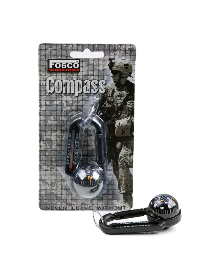 MOSQUETON CON BRUJULA Y TERMOMETRO